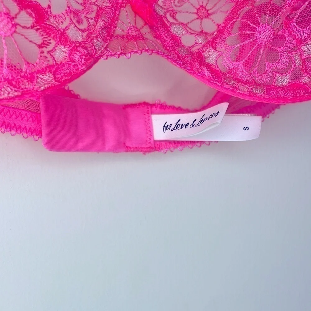 For Love and Lemons Daisy Scoop Bra Hot Pink Lace NWOT